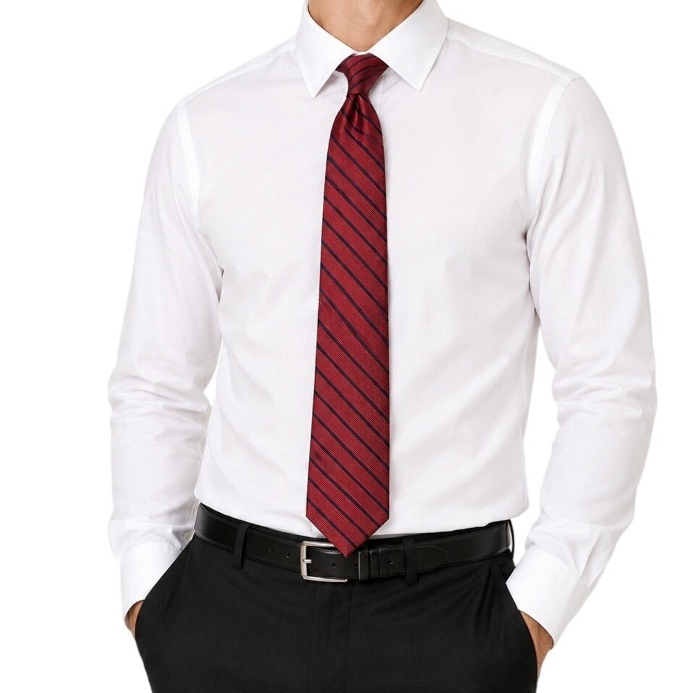 Lauren Ralph Lauren Silk Red Navy Blue Repp Stripe Tie